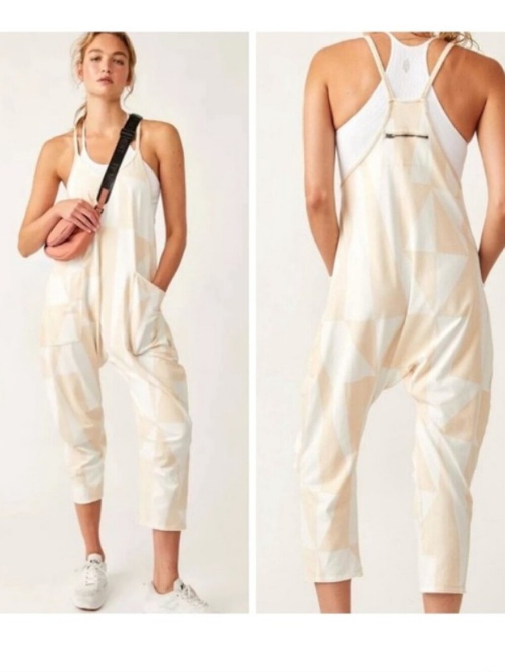 Free People Movement Romper Geometric Hot Shot Jumpsuit Incline Bamboo Sz Small - Picture 6 of 7